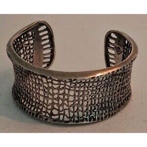 Retired Silpada Sterling Silver Open Weave 1" Wide Cuff Bracelet